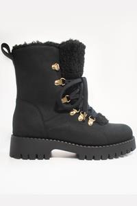 Will's Vegan Store Damen vegan Recycelte Vegane Shearling Stiefel Schwarz