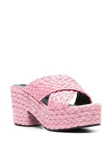 Sergio Rossi 85mm woven-raffia mules - Roze
