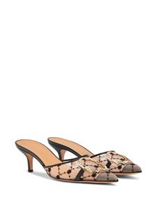 Malone Souliers Missy 45mm floral-embroidered mules - Beige