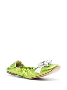 Casadei Queen Bee leather ballerina shoes - Groen