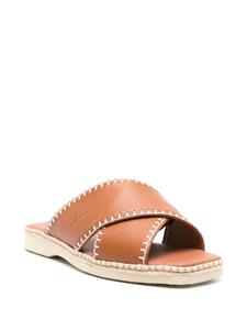 Hogan crossover-strap leather slides - Bruin