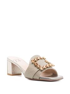 Roberto Festa Basa 50mm crystal-buckle mules - Beige