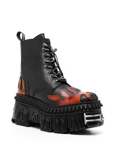 VETEMENTS flame-appliqué leather ankle boots - Zwart