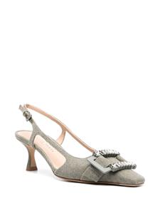 Roberto Festa Atena crystal-buckle slingback pumps - Groen