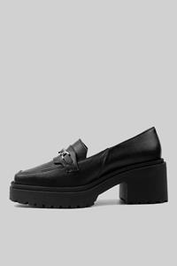 BOHEMA Damen vegan Karierte Chunky Loafer Schwarz