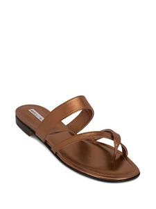 manoloblahnik Manolo Blahnik Susa metallic slippers met meerdere bandjes - Bruin