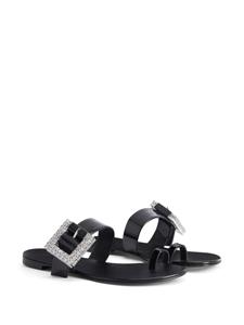 Giuseppe Zanotti Miss Buckle crystal-embellished patent sandals - BLACK