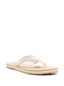 Tommy Hilfiger logo-jacquard striped flip flop - Wit