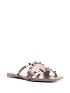 Valentino Garavani Rockstud metallic leather slides - Goud