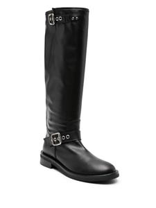 Via Roma 15 leather thigh-high boots - Zwart