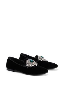 Giuseppe Zanotti Euphemiee crystal-embellished velvet loafers - Zwart