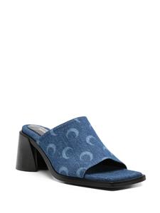Marine Serre MS regenerated-denim mules - Blauw