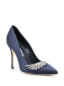 Manolo Blahnik Pluma 105mm crystal-embellished pumps - Blauw