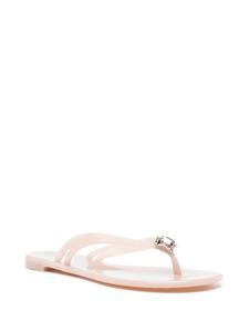 Casadei Infradito slippers met kristallen - Beige
