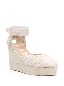 Manebi Yucatán 100 mm espadrilles met sleehak - Beige