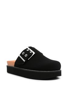 GANNI Feminine Buckle vilten slippers - Zwart