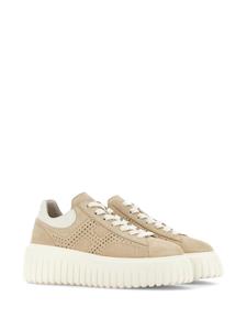 Hogan H-Stripes leren sneakers met logo - Beige