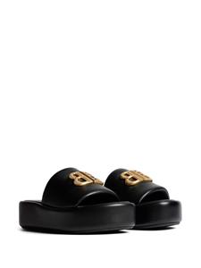 Balenciaga Rise logo-plaque platform slides - Zwart