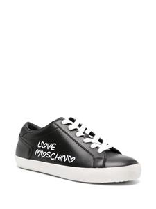 Love Moschino Leren sneakers met logoprint - Zwart