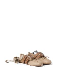 Miu Miu Leren ballerina's met gesp - F0065 NEUTRAL