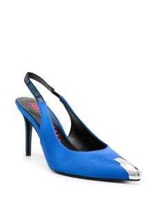 Just Cavalli 95mm satijnen slingback pumps - Blauw