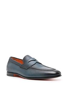 Santoni textured leather penny loafers - Blauw