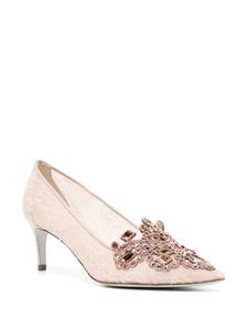 René Caovilla Veneziana 60 pumps met kant - Roze