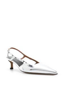 Maje 55mm metallic leren pumps - Zilver