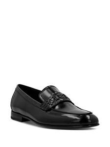 Philipp Plein Leren loafers met logoplakkaat - Zwart