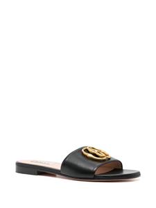 Bally logo-plaque leather sandals - Zwart