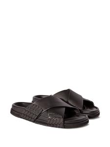 Off-White Leren slippers - Zwart
