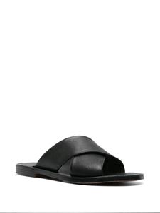 Rier Leren slippers met gekruiste bandjes - Zwart