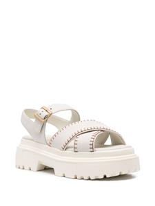 Hogan H644 leren sandalen - Beige