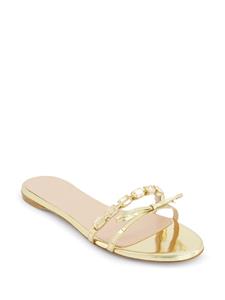Giambattista Valli crystal-embellished flat leather slides - Goud