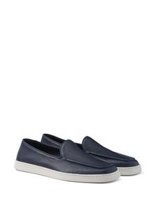 Prada piped-trim leather loafers - Blauw