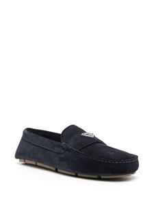 Prada Suède loafers met logo - Blauw