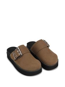 GANNI buckle-strap suede mules - Bruin