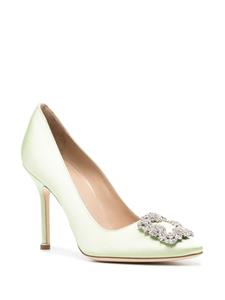 Manolo Blahnik Hangisi 90mm satin pumps - Groen