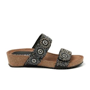 Lazamani Slippers Dames Mary Zwart Leer