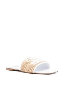 Casadei Portofino slippers van geweven raffia - Wit