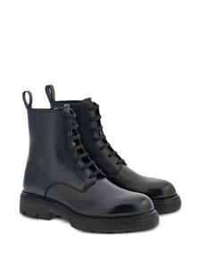 Ferragamo Leren combat boots - Zwart