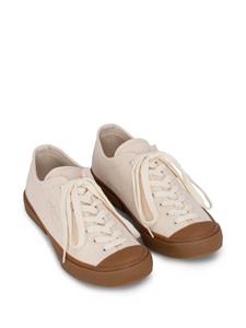 GANNI logo-embroidered organic cotton sneakers - Beige