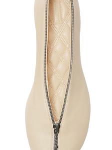 Burberry Sadler Zip leather ballerina shoes - Beige