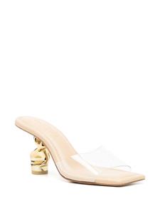 Cult Gaia Scrunch 76mm muiltjes met bewerkte hak - Beige