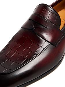 Magnanni crocodile-effect leather loafers - Rood