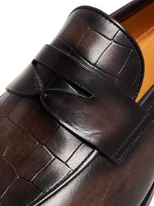 Magnanni crocodile-effect leather loafers - Bruin