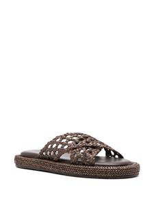 Casadei Geweven leren slippers - Bruin