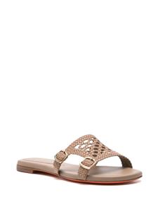 Santoni Slippers met dubbele gesp - Beige
