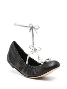 René Caovilla Caterina leather ballerina shoes - Zwart