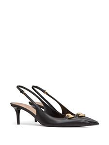 Valentino Garavani VLogo Signature leren slingback pumps - Zwart